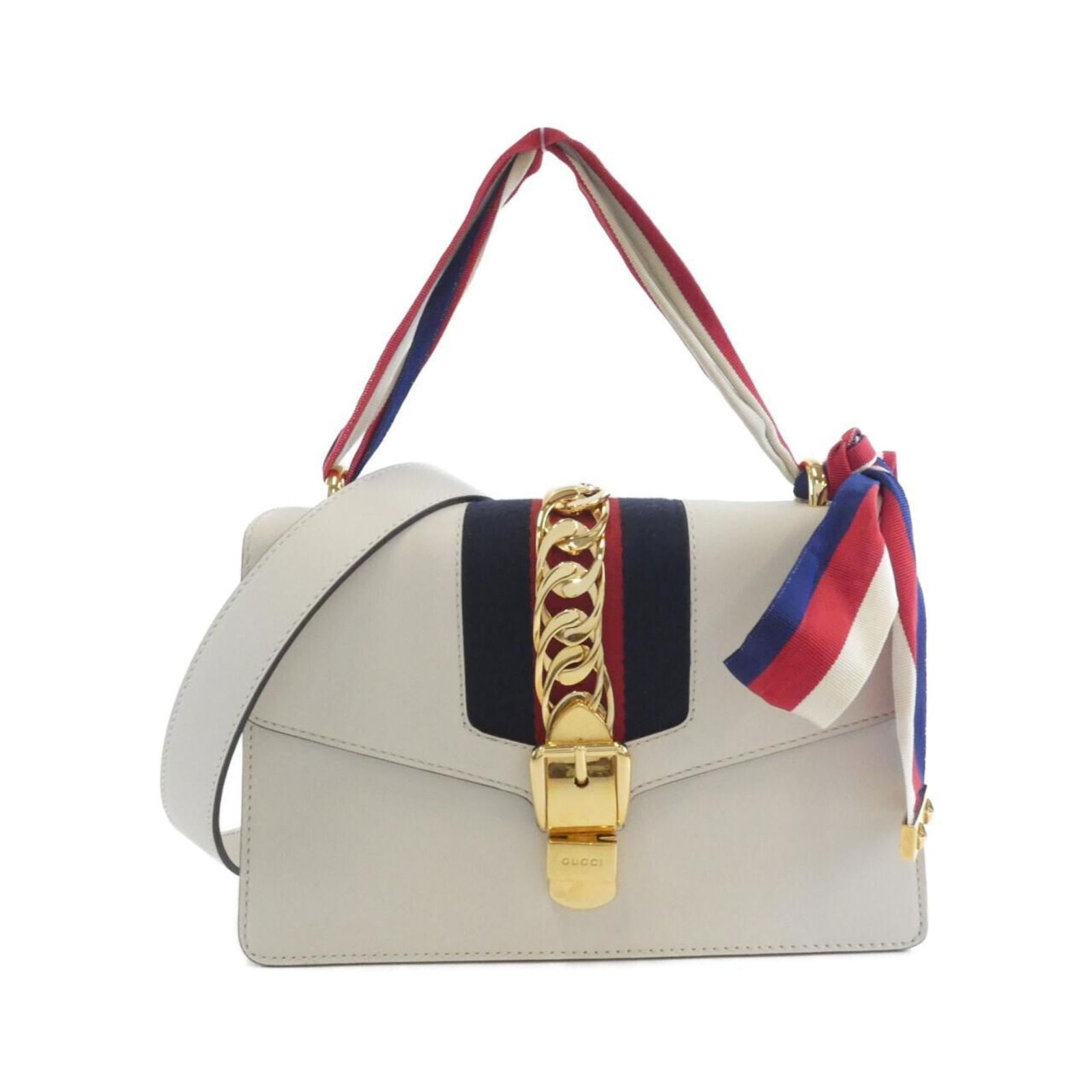 Gucci Leather Shoulder Bag: Gucci Leather Shoulder Bag A timeless Gucci leather shoulder bag in pristine off-white, perfect for adding an air of sophistication to any outfit. With its classic design and durable construction,