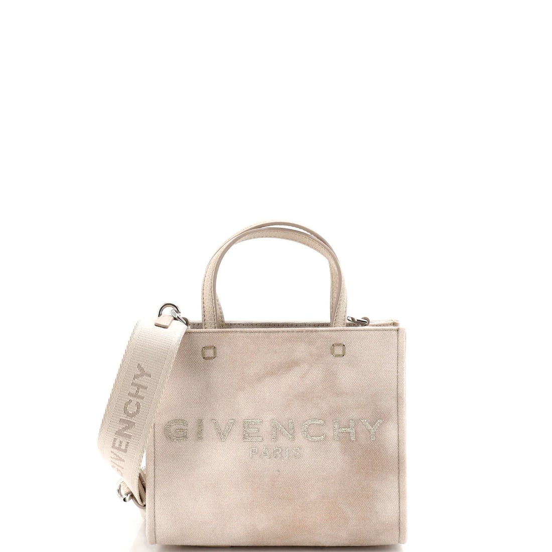 Givenchy G-Tote Mini in Printed Canvas: Givenchy G-Tote Mini in Printed Canvas The Givenchy G-Tote Mini in Printed Canvas is a stylish and versatile tote that combines neutral tones with a playful print, making it perfect for adding a pop