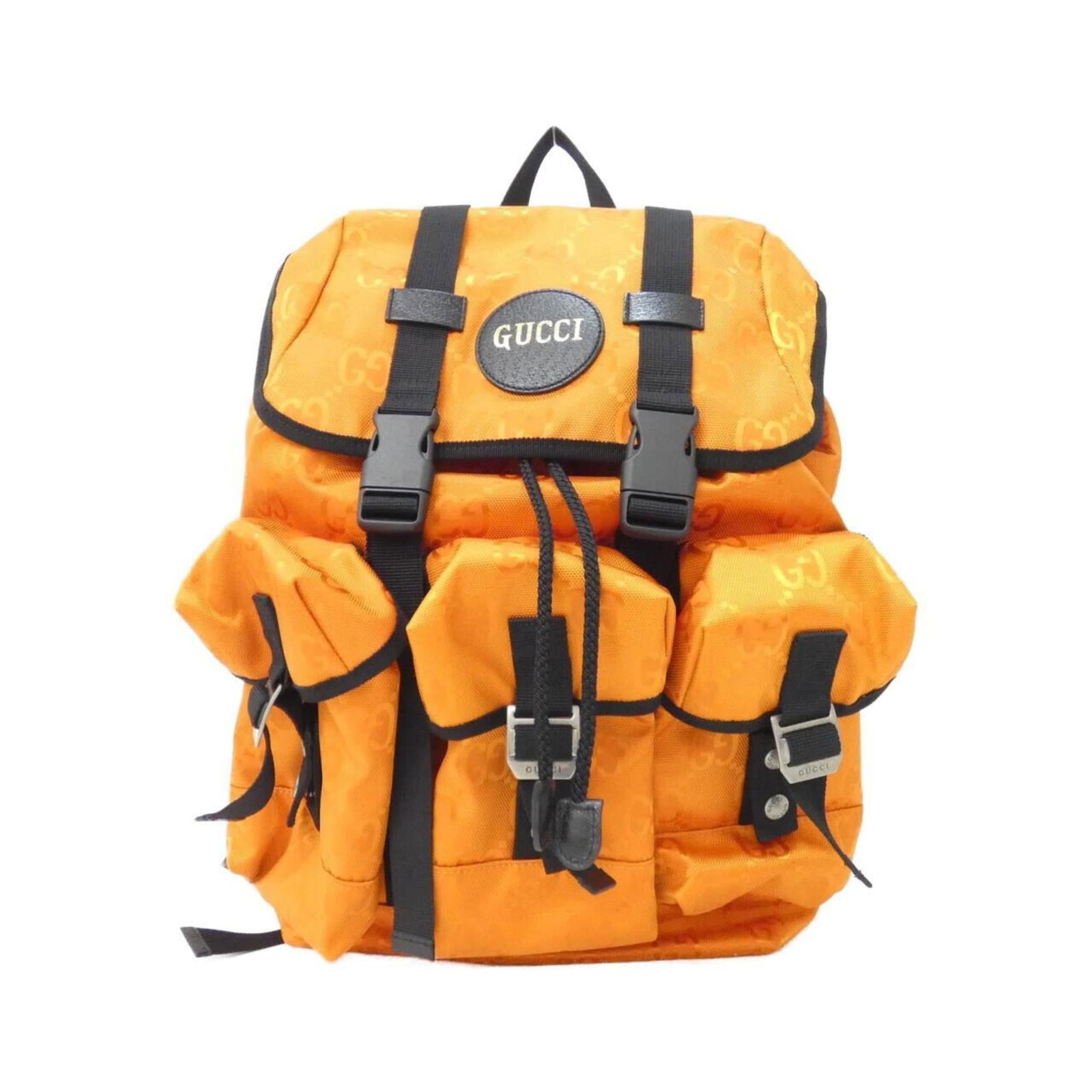 Gucci Nylon Backpack: Gucci Nylon Backpack Elevate your daily essentials with the iconic Gucci Nylon Backpack, boasting vibrant orange hues and sleek silver hardware that add a touch of sophistication to any outfit. Made f