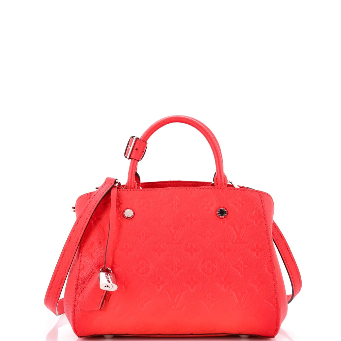 Louis Vuitton Montaigne Handbag - Monogram Empreinte Leather BB: Louis Vuitton Montaigne Handbag - Monogram Empreinte Leather BB The iconic Louis Vuitton Montaigne Handbag is a timeless classic, boasting the signature Monogram Empreinte Leather BB in a vibrant