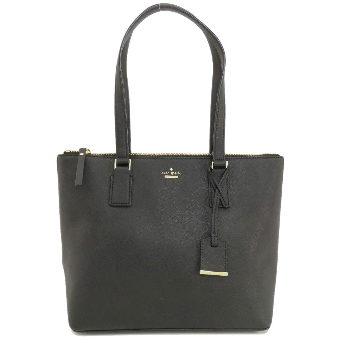 Kate Spade Logo Tote Bag in Leather: Kate Spade Logo Tote Bag in Leather Elevate your everyday style with the Kate Spade logo tote bag, crafted from rich black leather that exudes sophistication and elegance. The classic design is both