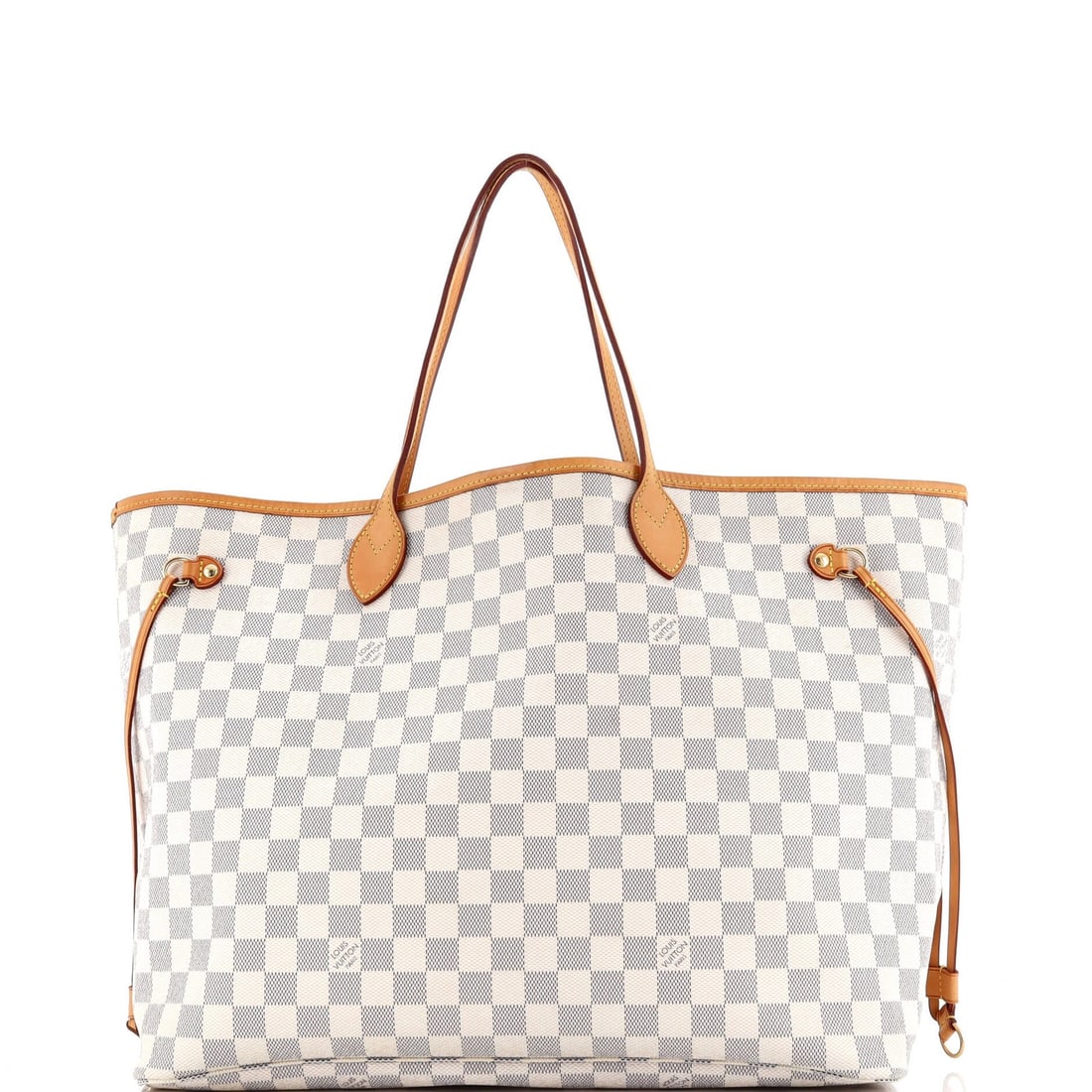 Louis Vuitton Neverfull GM Damier Tote: Louis Vuitton Neverfull GM Damier Tote A pristine Louis Vuitton Neverfull GM Damier Tote in white, boasting the iconic monogram pattern and gold hardware, is up for grabs. With its spacious interior
