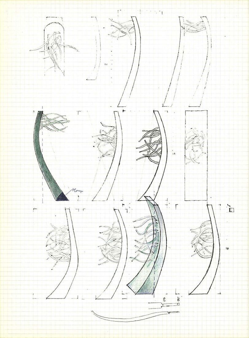 Alain Le Yaouanc Lithograph, 1970, Study VI, 15" x 11: Alain Le Yaouanc Lithograph, 1970, Study VI, 15" x 11 Alain Le Yaouanc's Study VI, created in 1970, is a striking lithograph that showcases the artist's conceptual approach to printmaking. Measuring