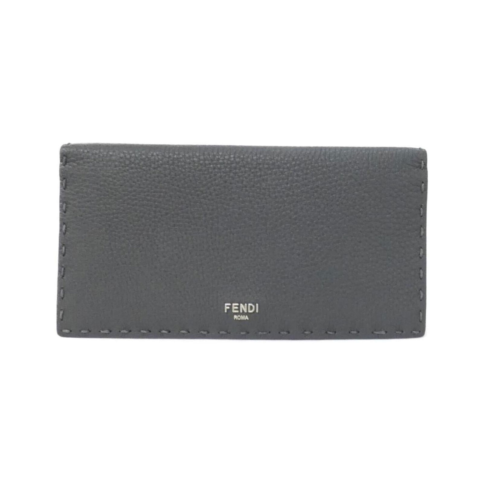Fendi Bi-Fold Leather Wallet: Fendi Bi-Fold Leather Wallet A sleek and sophisticated accessory for the modern gentleman, this Fendi bi-fold leather wallet boasts rich gray calfskin and a classic design that exudes timeless