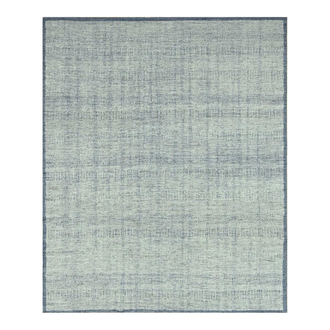 Design 8'2"x10' Blue Hand Knotted Rug Wool Oxidized & Distressed Grass: Design 8'2"x10' Blue Hand Knotted Rug Wool Oxidized & Distressed Grass Experience the timeless beauty of India's traditional craftsmanship with this stunning, hand-knotted wool rug. Featuring a rich,