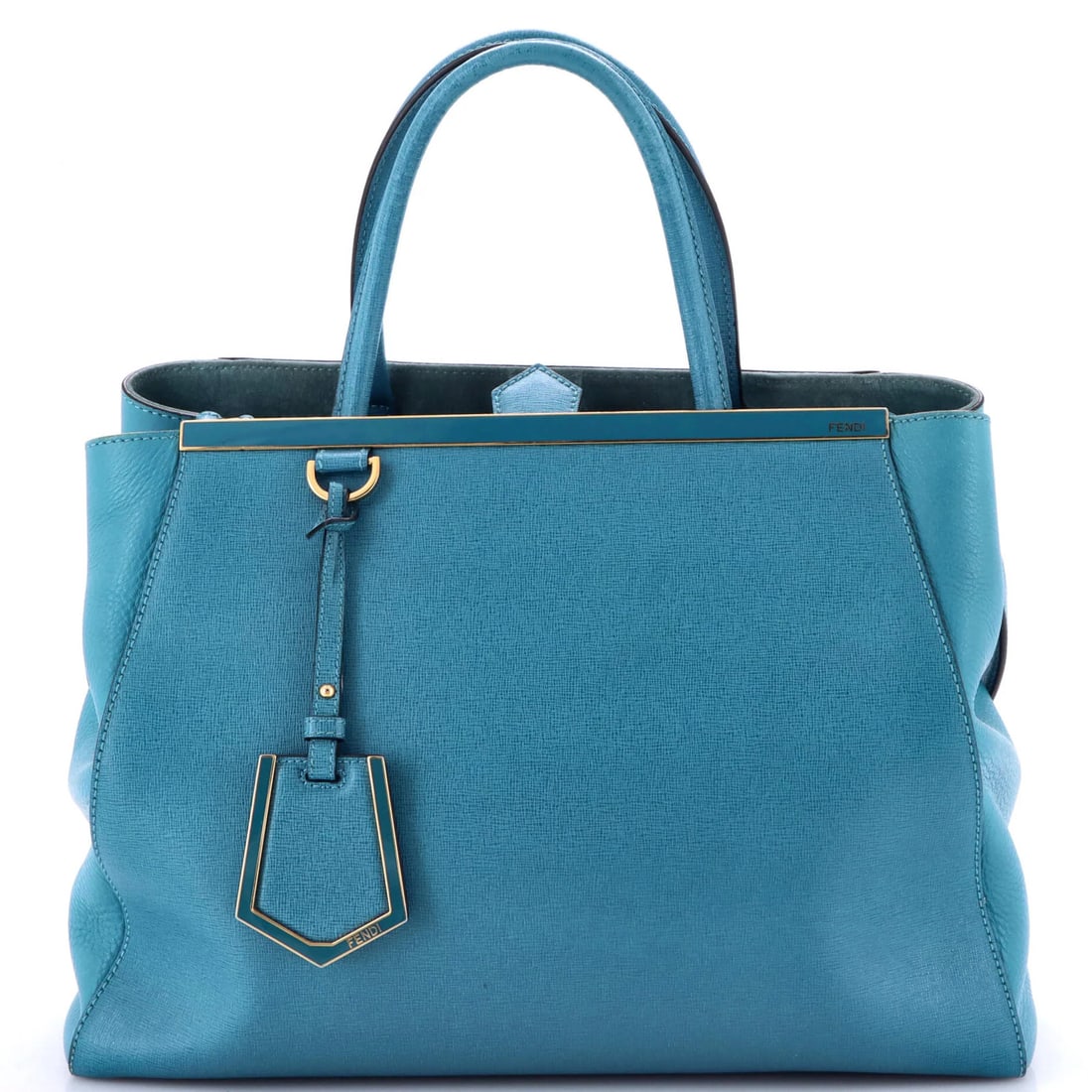 Fendi 2Jours Medium Leather Bag: Fendi 2Jours Medium Leather Bag The Fendi 2Jours Medium Leather Bag is a timeless and stylish tote, boasting a rich blue exterior that exudes sophistication. With its medium leather construction and
