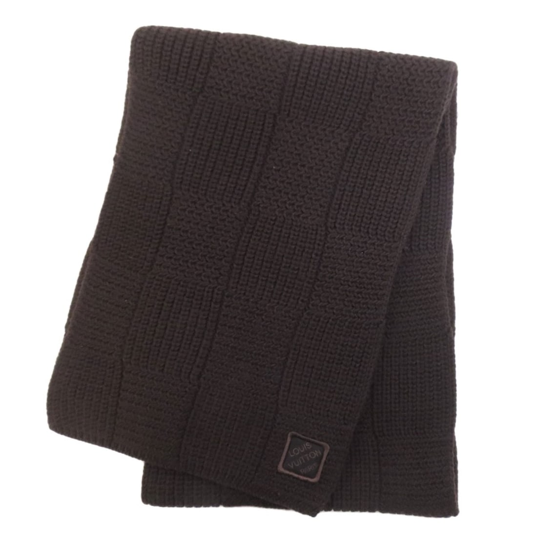 wool LOUIS VUITTON Logo Damierpattern Scarf: wool LOUIS VUITTON Logo Damierpattern Scarf Experience the timeless elegance of LOUIS VUITTON with this luxurious wool scarf, boasting the iconic Damier pattern in rich dark brown hues. Crafted from