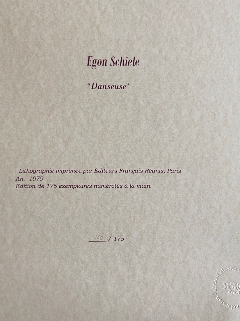 Numbered Egon Schiele Lithograph Op - 8