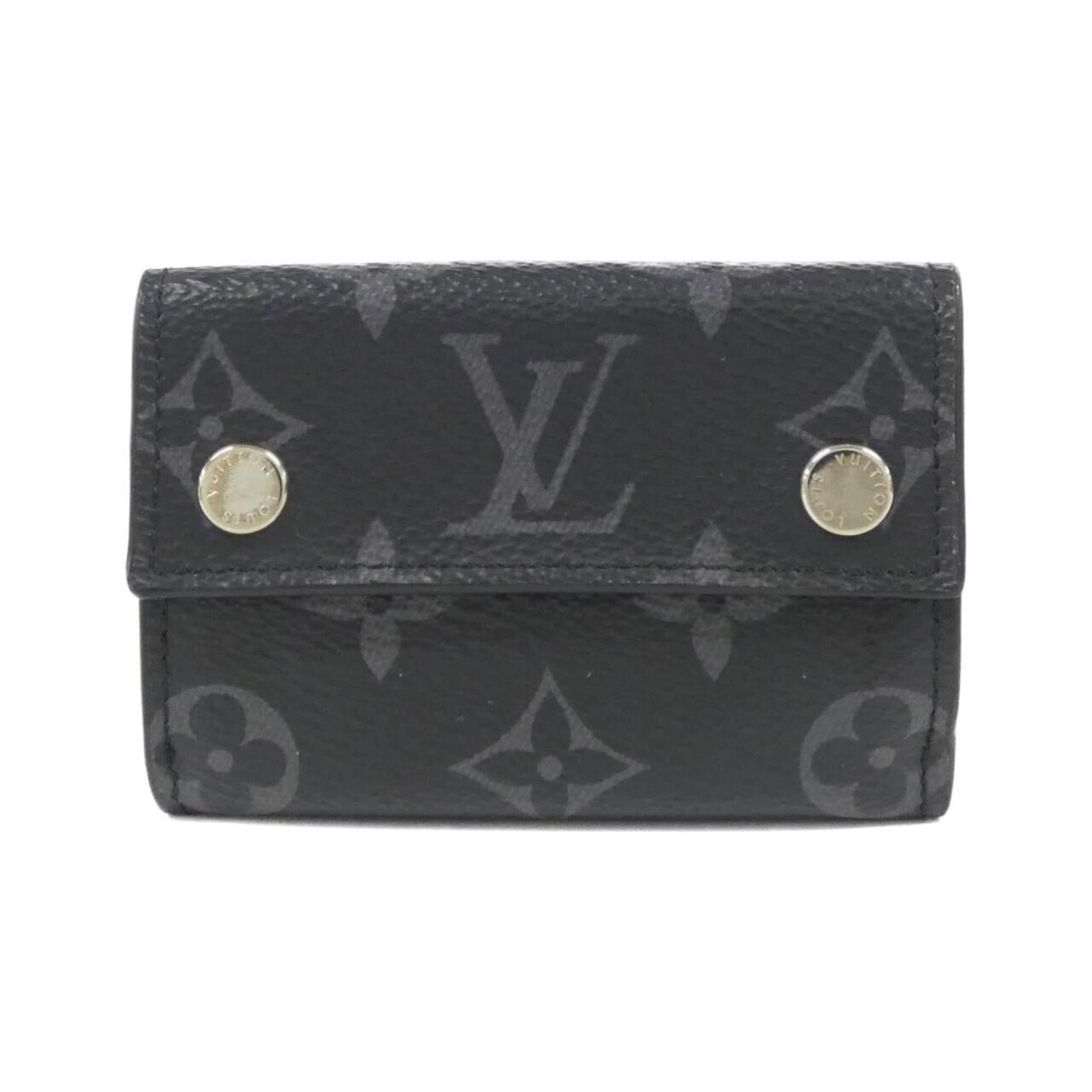 Louis Vuitton Bi-Fold Coated Canvas Wallet: Louis Vuitton Bi-Fold Coated Canvas Wallet A sleek and timeless accessory for the modern gentleman, this Louis Vuitton bi-fold wallet boasts classic design with a durable coated canvas construction, p