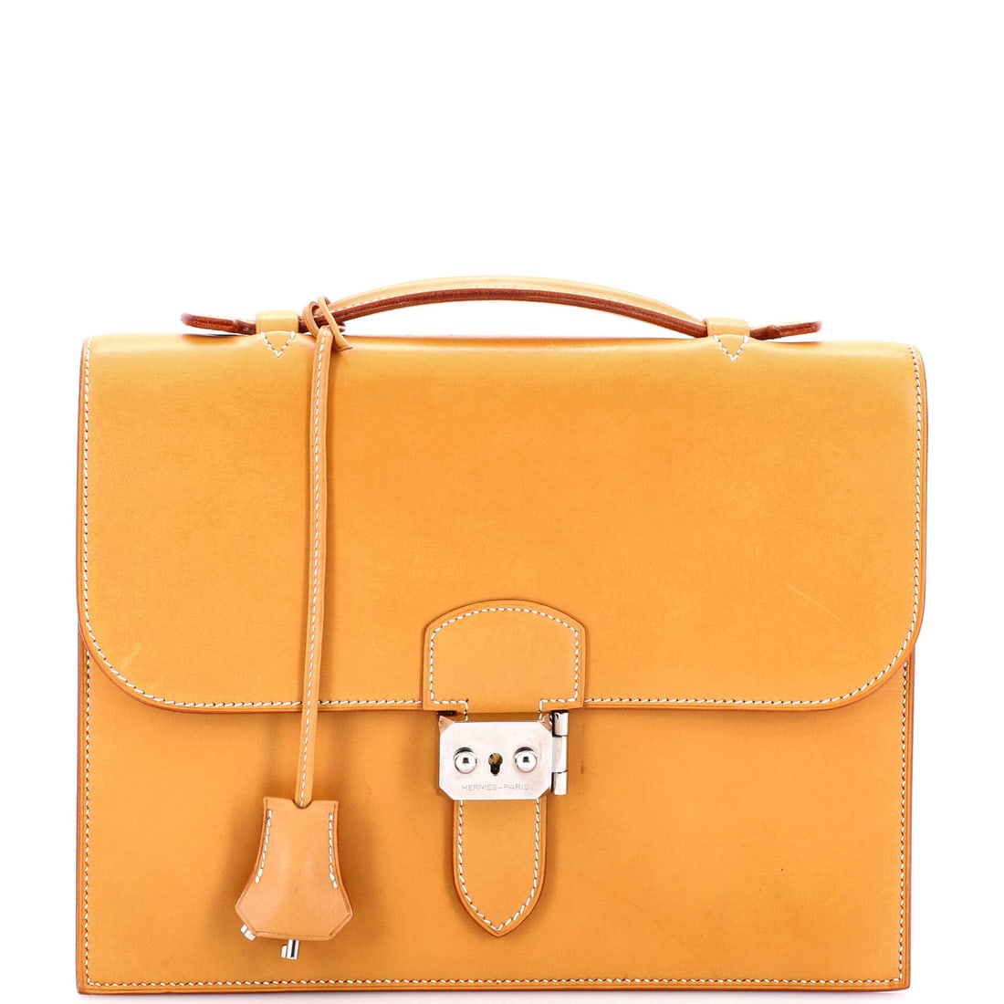 27 Hermes Sac a Depeches Bag Vache Natural: 27 Hermes Sac a Depeches Bag Vache Natural A timeless classic, the Sac ? Depeches Vache Natural 27 from Herm?s is a masterclass in understated elegance. With its rich brown leather exterior and