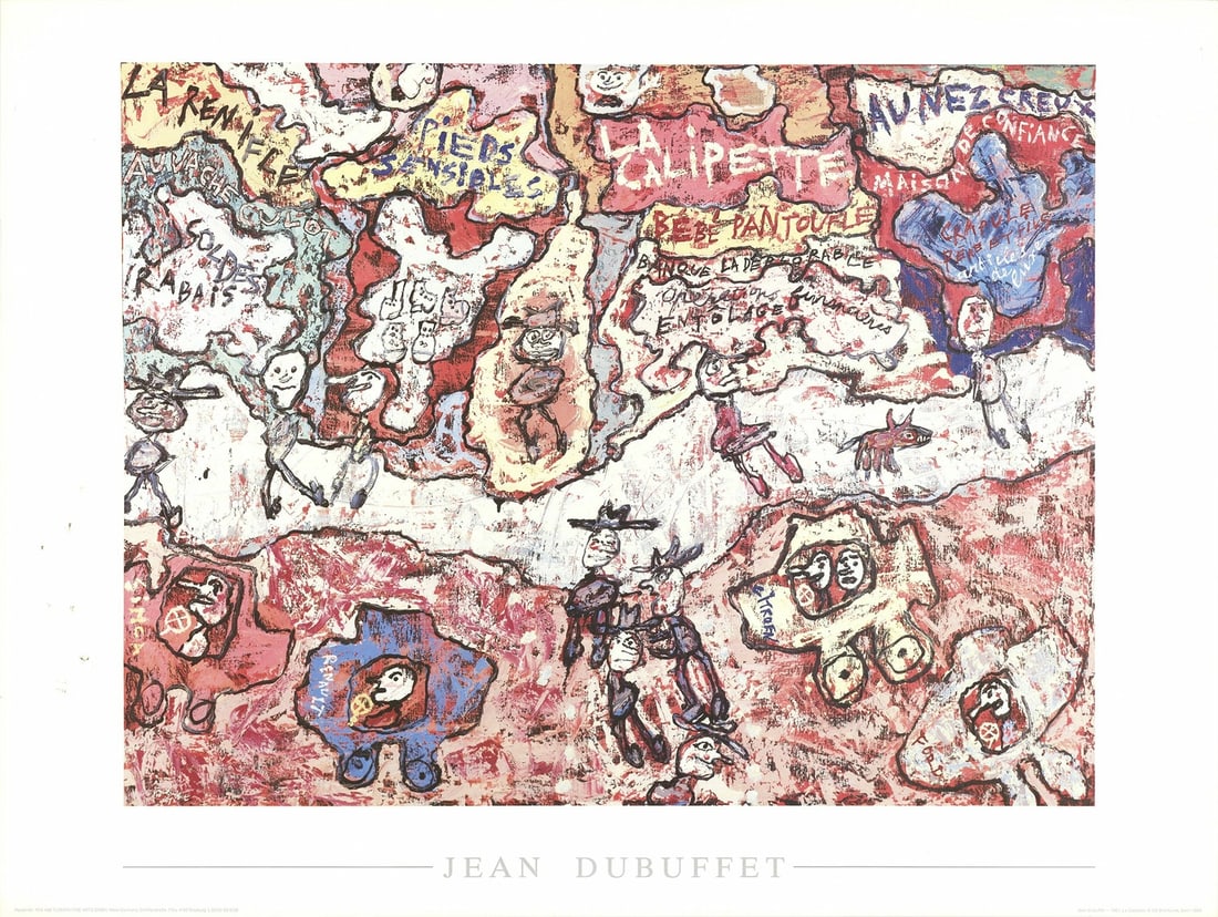 Green JEAN DUBUFFET La Calipette 23.5" x 31.5" Poster 1989 Abstract Multicolor: Green JEAN DUBUFFET La Calipette 23.5" x 31.5" Poster 1989 Abstract Multicolor Add a touch of abstract elegance to your space with this vibrant 1989 Jean Dubuffet poster, 'La Calipette'. Measuring 23.