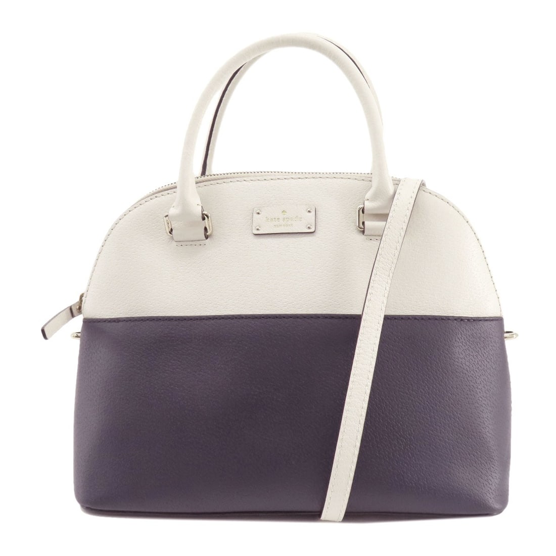 Leather kate spade 2WAY Handbag: Leather kate spade 2WAY Handbag Elevate your style with the iconic 2WAY Handbag from kate spade, boasting a chic navy and white leather exterior that exudes sophistication. This versatile bag is