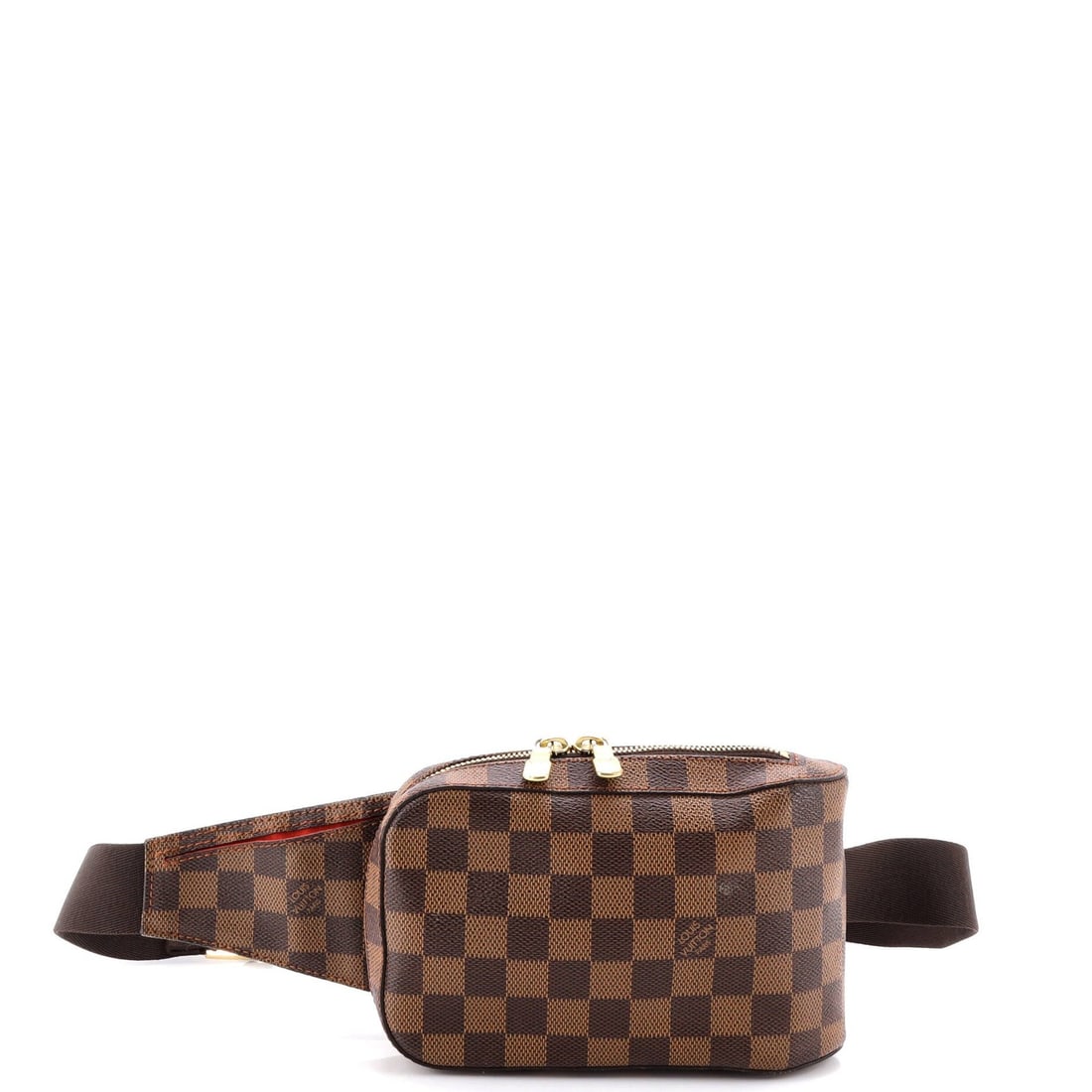 Damier Louis Vuitton Geronimos Waist Bag: Damier Louis Vuitton Geronimos Waist Bag A classic Louis Vuitton Damier Geronimos waist bag, this timeless piece boasts the iconic canvas coated exterior with a rich brown hue and signature red