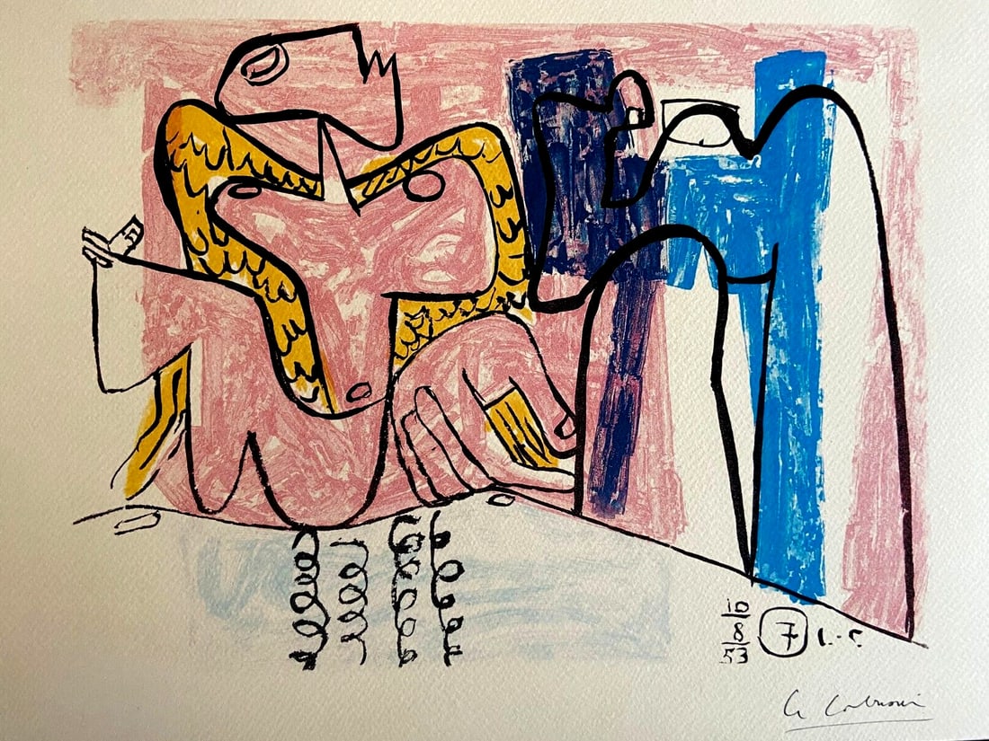 Le Corbusier Lithograph (Op. 1976): Le Corbusier Lithograph (Op. 1976) A rare and iconic lithograph by Le Corbusier, Unit, table 7 is a stunning example of modernist design from the renowned French architect. Printed in 1976 by