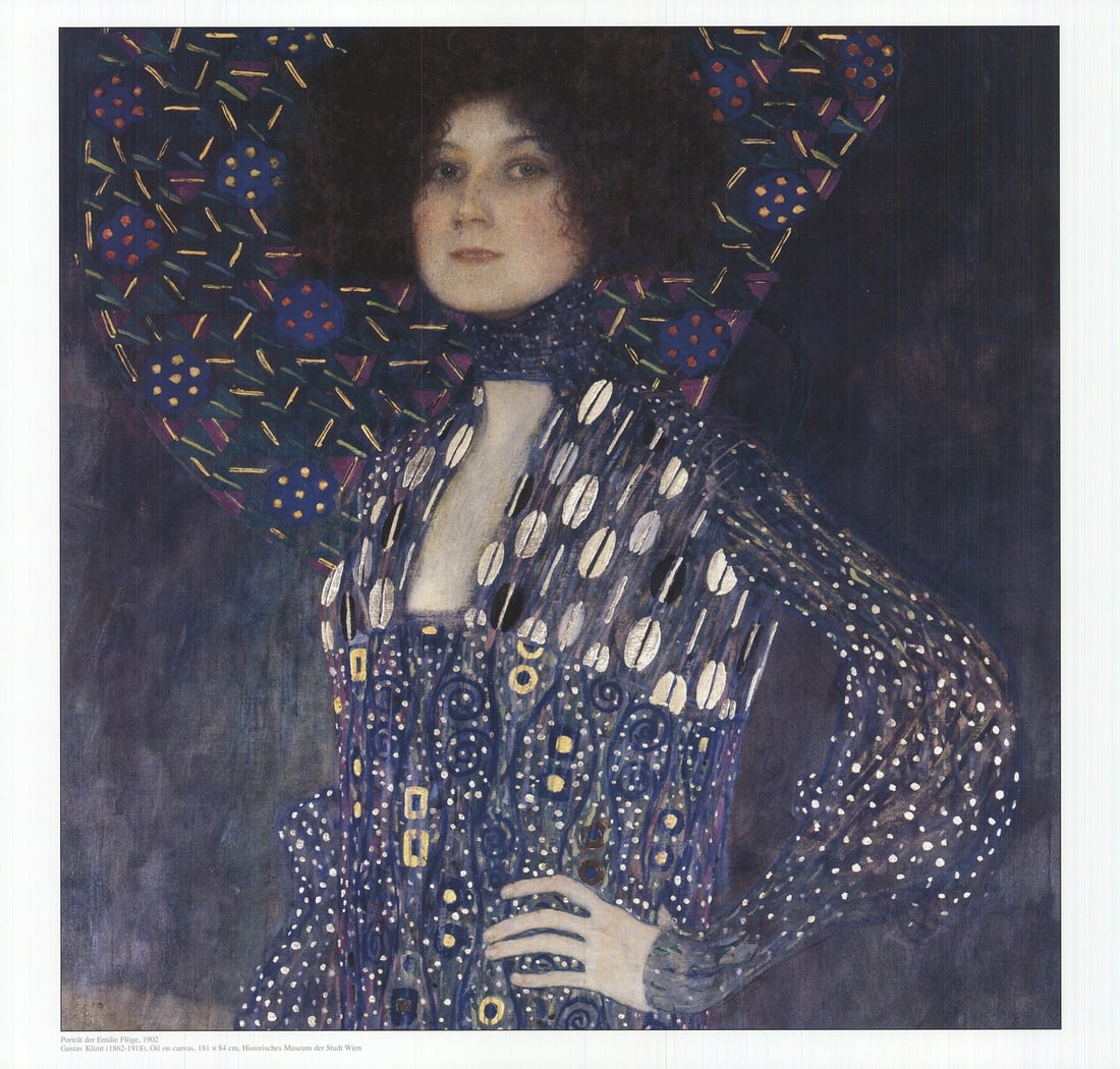 2010 GUSTAV KLIMT Portrait of Emilie Floge 17" x 17.75" Offset Lithograph: 2010 GUSTAV KLIMT Portrait of Emilie Floge 17" x 17.75" Offset Lithograph Experience the opulence of Gustav Klimt's 2010 offset lithograph, Portrait of Emilie Floge, in stunning detail. Measuring 17 x