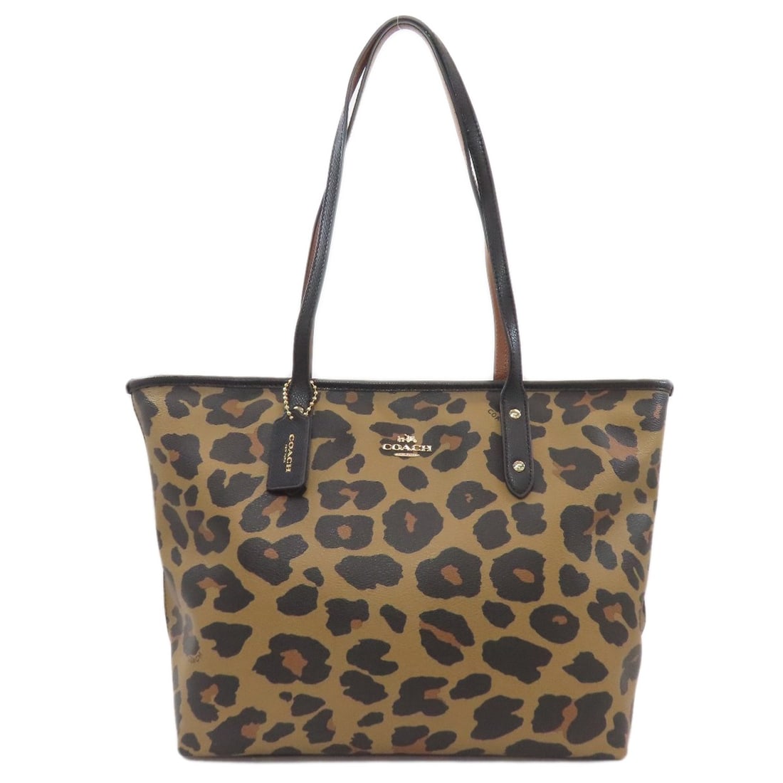 Leopard Pattern Coach F38392 PVC Tote Bag: Leopard Pattern Coach F38392 PVC Tote Bag Elevate your everyday with the sophisticated leopard pattern Coach tote bag, crafted from durable PVC for long-lasting style. The classic brown exterior