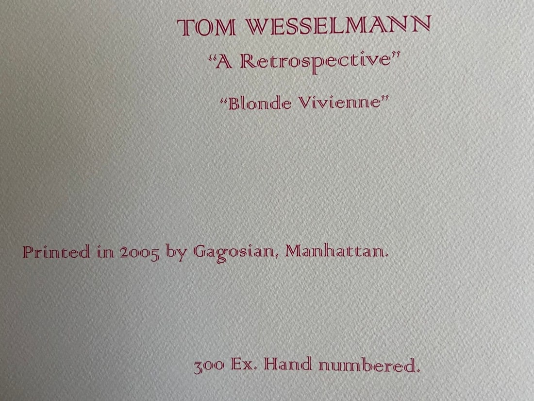 Published Tom Wesselmann Lithograph Numbered - 6