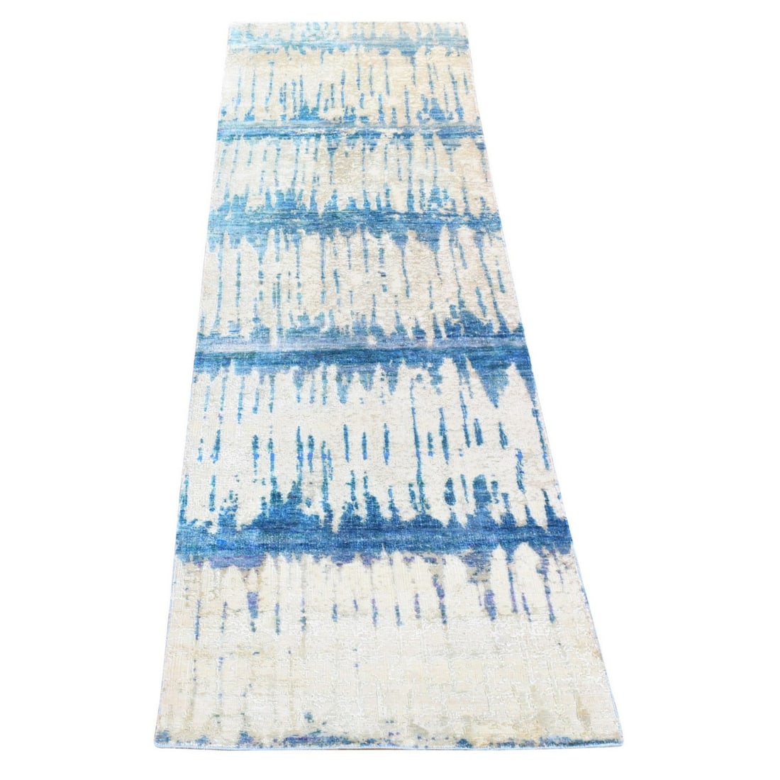 Rug 3'x10'1" Ivory The Cardiac Design Silk/ Wool Hand Knotted Runner: Rug 3'x10'1" Ivory The Cardiac Design Silk/ Wool Hand Knotted Runner Experience the timeless elegance of India's rich cultural heritage with this stunning 3'x10'1" Ivory Cardiac Design Silk/Wool