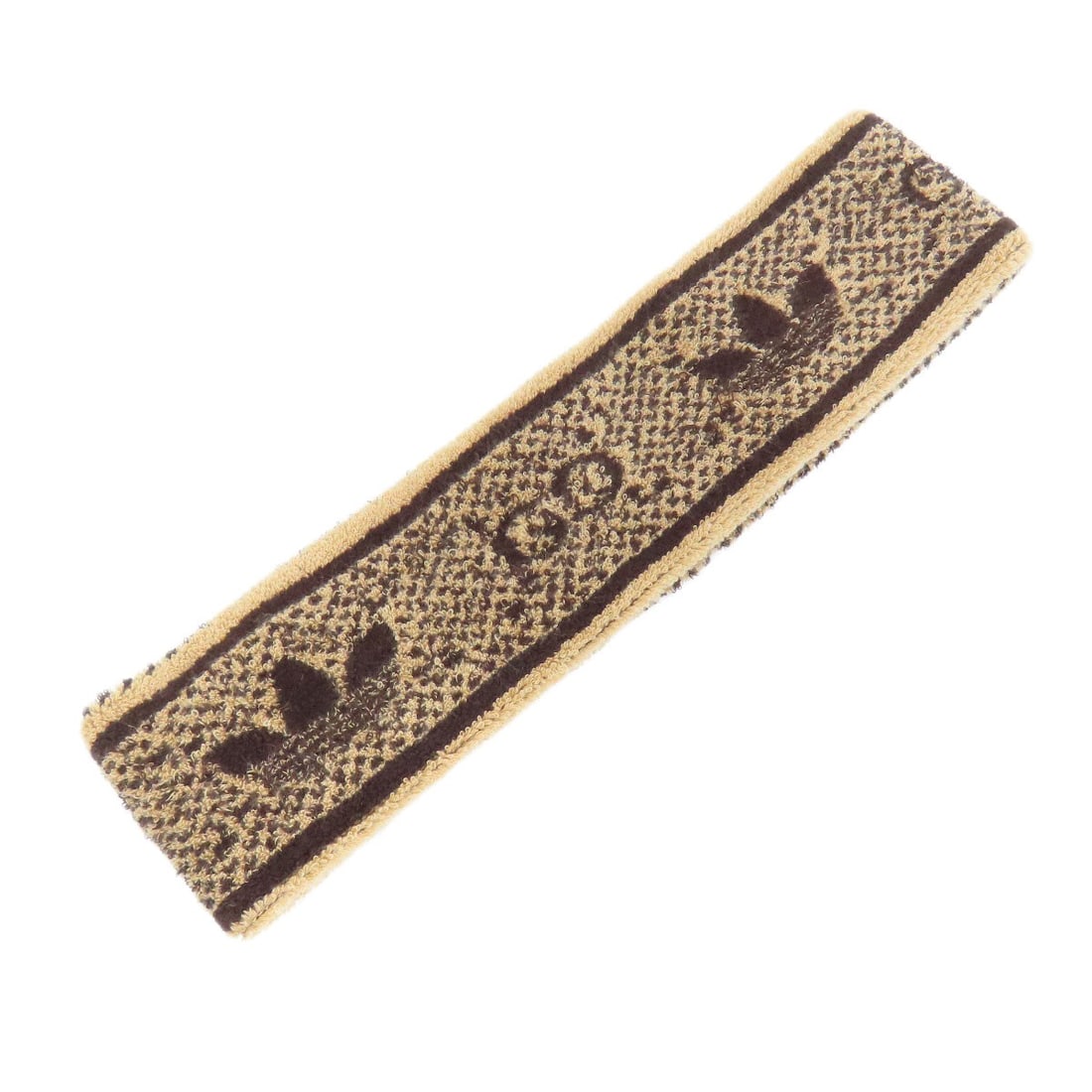 Cotton GUCCI 715065 adidas collaboration hair accessory: Cotton GUCCI 715065 adidas collaboration hair accessory A unique collaboration between two iconic brands, this cotton GUCCI x adidas hair accessory boasts a stylish brown hue reminiscent of the