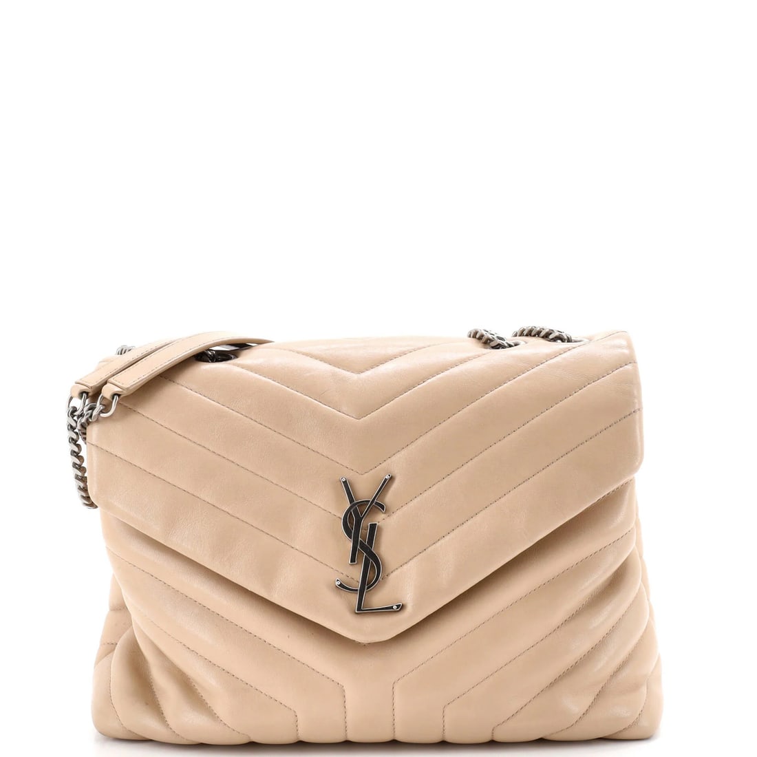 Matelasse Chevron Leather Medium Saint Laurent Loulou Shoulder Bag: Matelasse Chevron Leather Medium Saint Laurent Loulou Shoulder Bag The Matelasse Chevron Leather Medium Loulou Shoulder Bag from Saint Laurent is a timeless piece that exudes effortless chic. With
