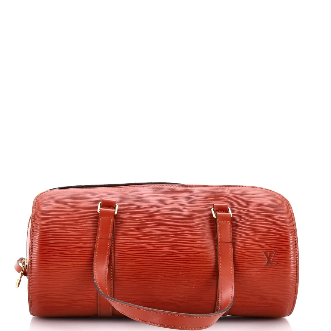 Louis Vuitton Soufflot Handbag in Epi Leather: Louis Vuitton Soufflot Handbag in Epi Leather A rare opportunity to own a pre-loved Louis Vuitton Soufflot Handbag in stunning Epi leather, boasting a timeless bowler design and rich brown hue that