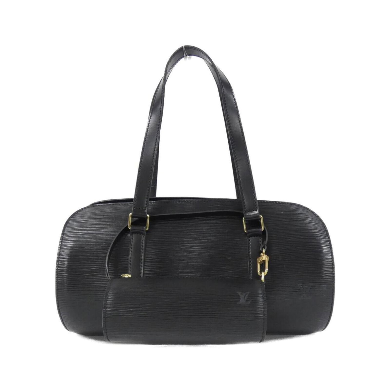 Louis Vuitton Leather Handbag: Louis Vuitton Leather Handbag Experience the timeless elegance of Louis Vuitton with this stunning black leather handbag, crafted from high-quality calf leather and adorned with gold hardware. Its cla