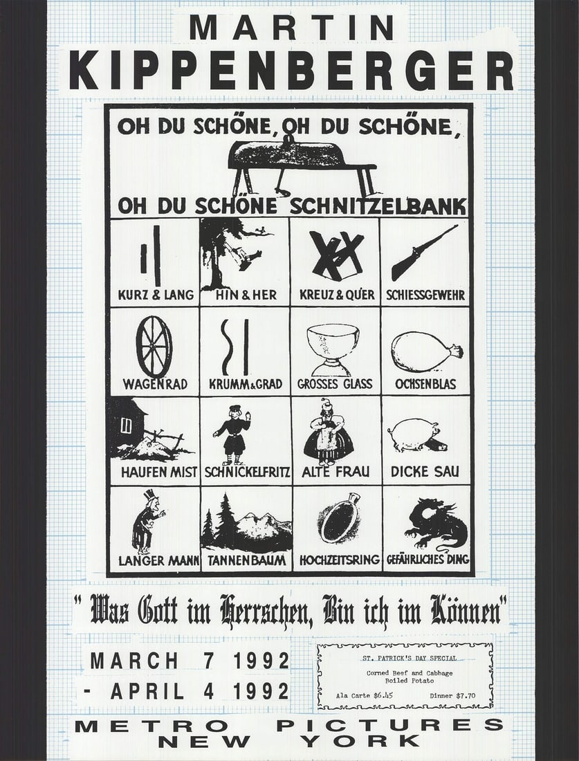 Lithograph MARTIN KIPPENBERGER What God Reigns I Can Do 33.25" x 25.25" Offset: Lithograph MARTIN KIPPENBERGER What God Reigns I Can Do 33.25" x 25.25" Offset A striking offset lithograph by Martin Kippenberger, "What God Reigns, I Can Do" (1992), presents a powerful and