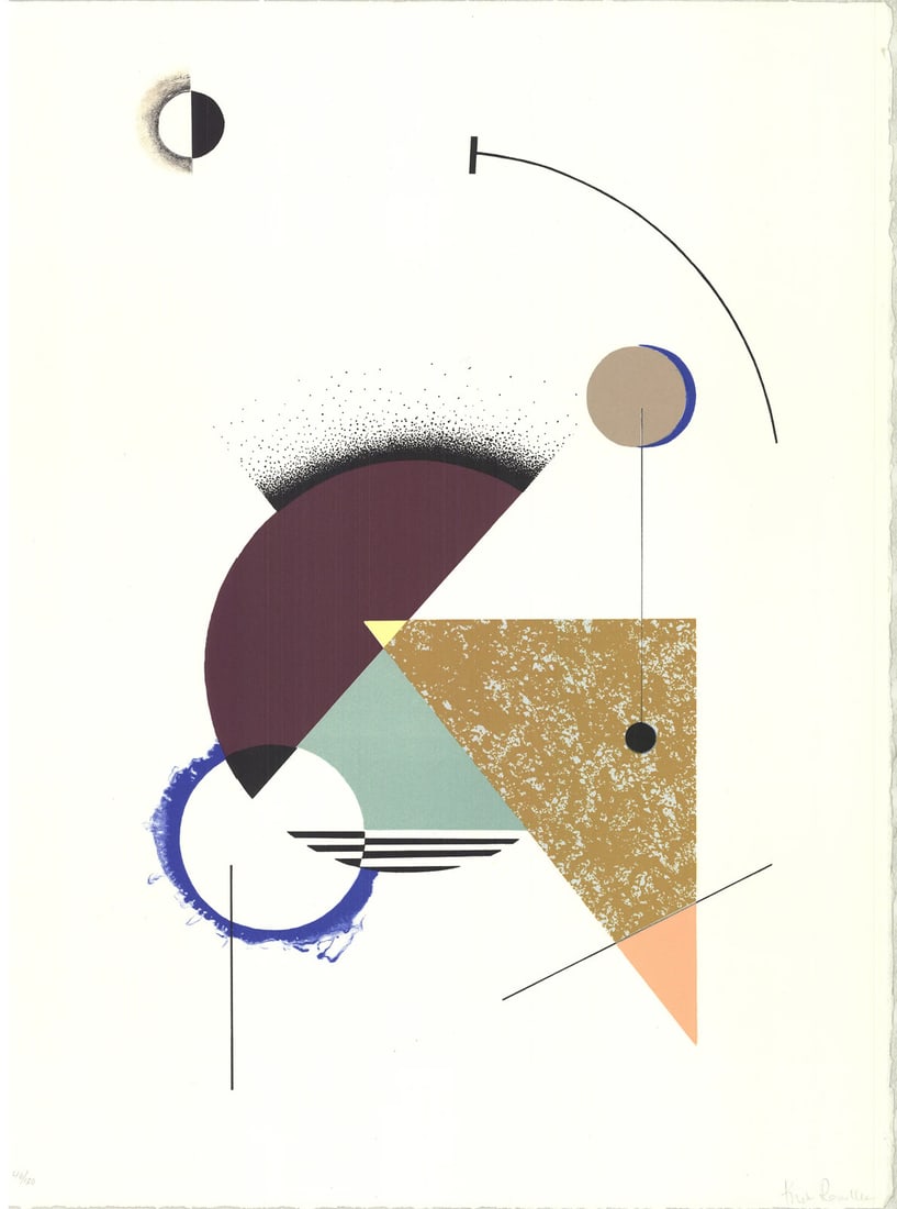 Krista Rosenkilde Signed Lithograph, Shock Blue & Black Hole, 26.75" x 19.75", 2016: Krista Rosenkilde Signed Lithograph, Shock Blue & Black Hole, 26.75" x 19.75", 2016 Experience the dynamic energy of Krista Rosenkilde's abstract masterpiece, Shock Blue & Black Hole, a striking