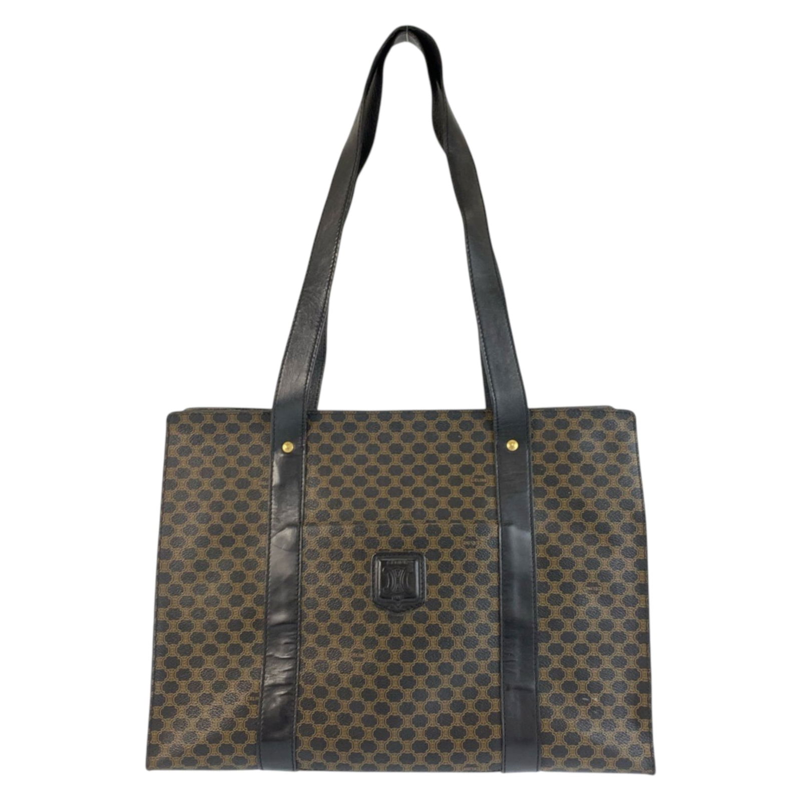 Leather - Celine Shoulder Bag - Tote Bag Pvc: Leather - Celine Shoulder Bag - Tote Bag Pvc A sleek and sophisticated Celine shoulder bag, this black tote boasts a unique blend of PVC and genuine leather construction, adding an edgy touch to its