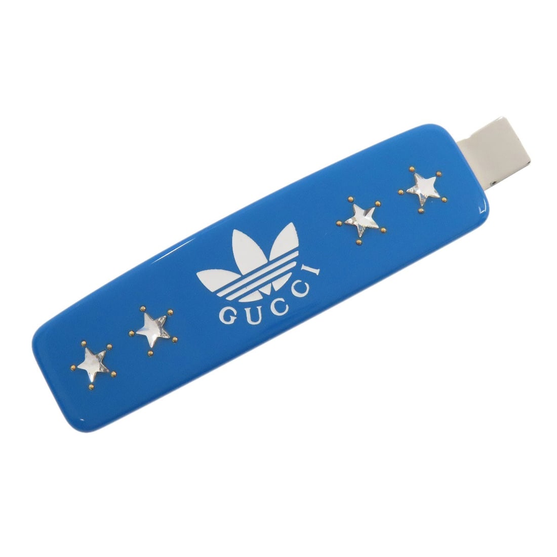 Metal GUCCI Adidas collaboration hair clip Valletta Plastic: Metal GUCCI Adidas collaboration hair clip Valletta Plastic Elevate your style with the iconic GUCCI Adidas collaboration hair clip, showcasing a sleek Valletta design in vibrant blue hues