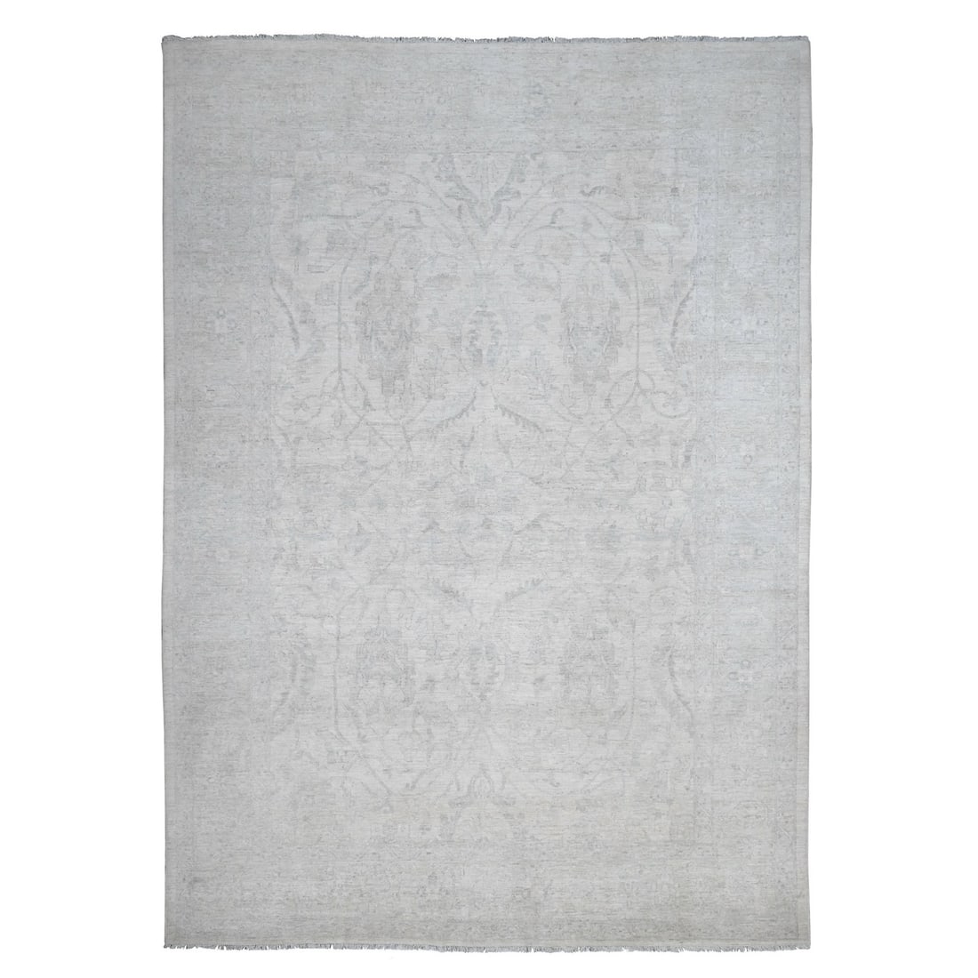 9'8"x13'5" White Wash Peshawar All Over Pattern Wool Hand Knotted Rug (1 of 11)