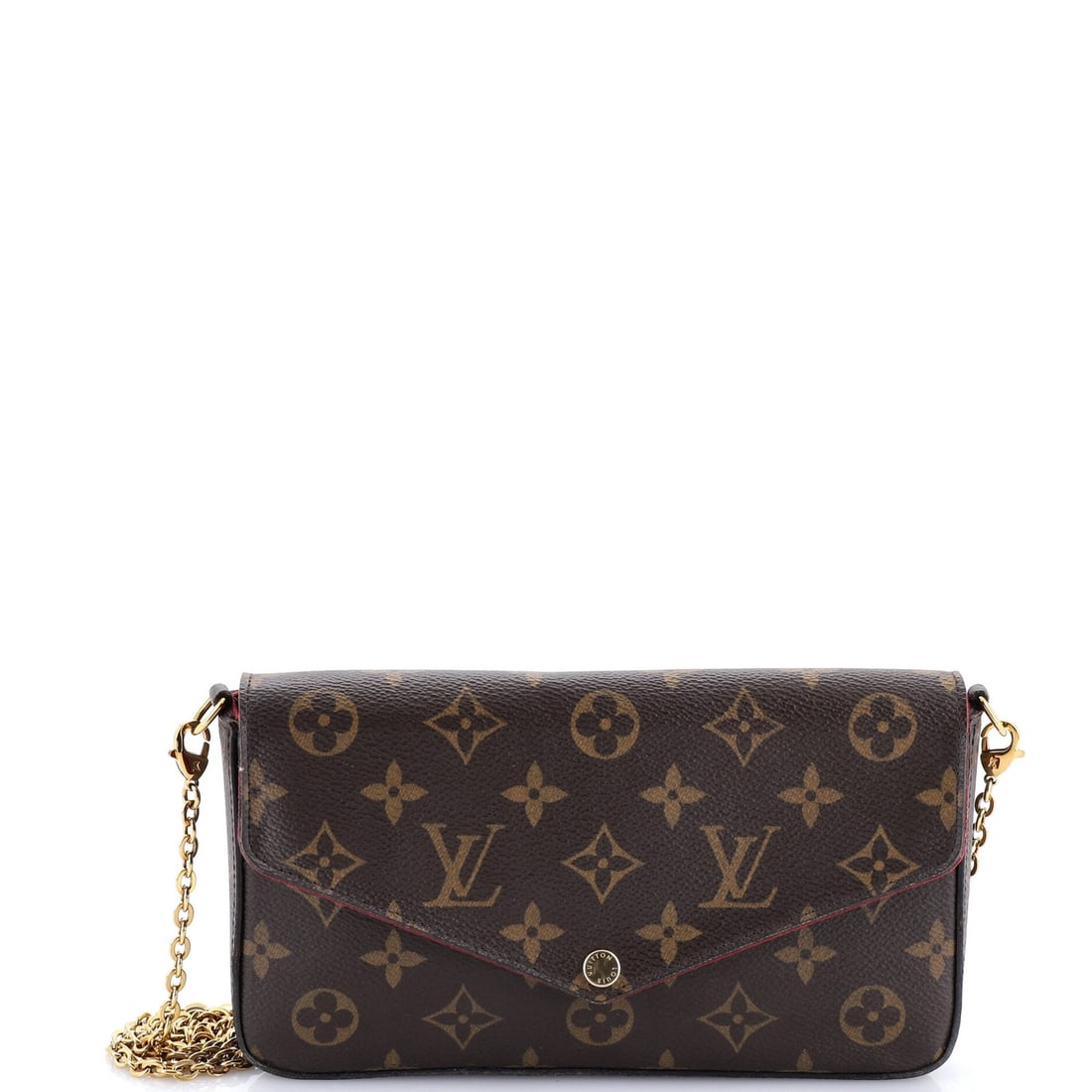 Canvas Louis Vuitton Felicie Pochette Monogram: Canvas Louis Vuitton Felicie Pochette Monogram A rare and stylish find for the Louis Vuitton enthusiast, this Felicie Pochette Monogram cross body bag boasts the iconic monogram pattern on its canvas