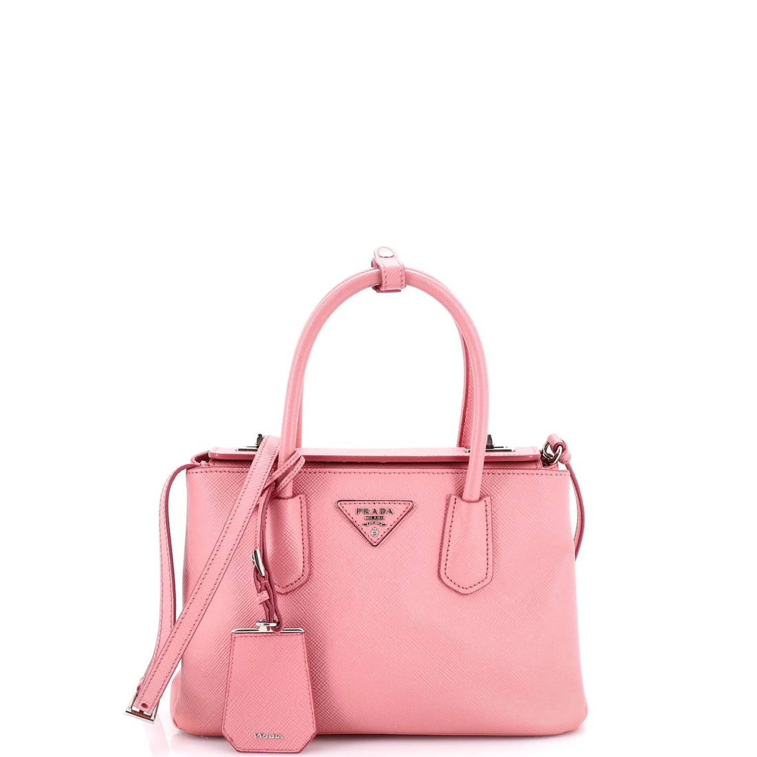 Prada Mini Saffiano Leather Twin Tote Turnlock Cuir (1 of 7)