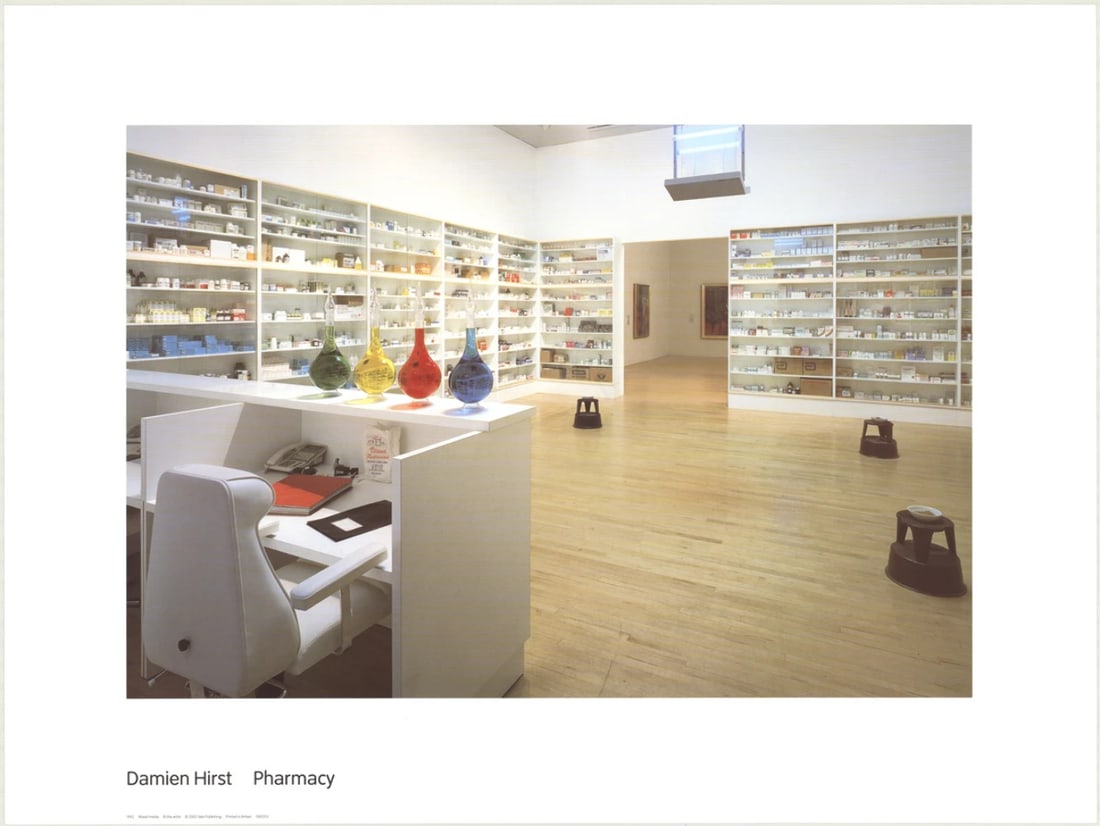 Damien Hirst Pharmacy 21.75" x 26.25" Poster (2003) - Pop Art Multicolor: Damien Hirst Pharmacy 21.75" x 26.25" Poster (2003) - Pop Art Multicolor Exceptional Damien Hirst Pharmacy 21 75 available for auction. Review complete item specifications below for detailed informati