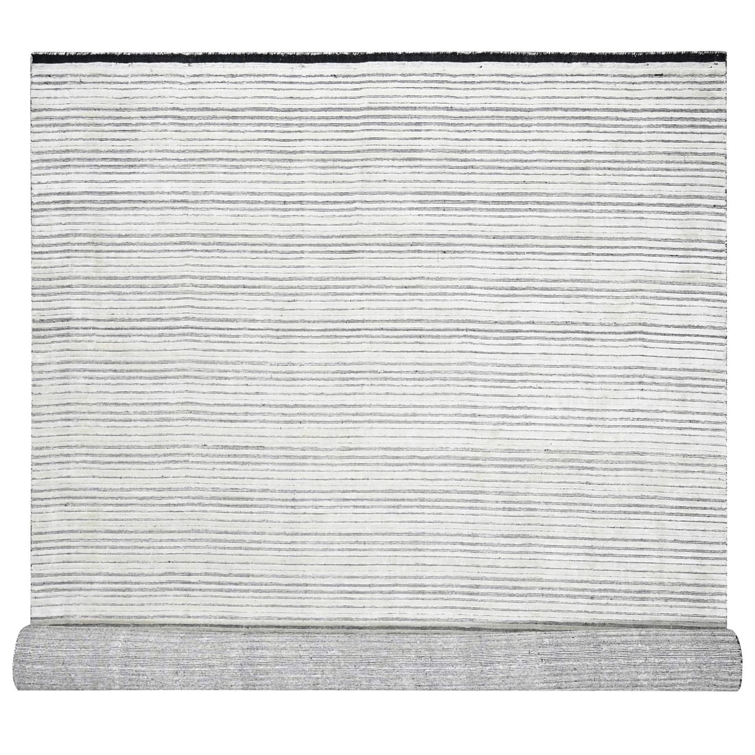 Rug 12'2"x15' Ivory Wool & Silk Hand Loomed Modern Oversize Oriental: Rug 12'2"x15' Ivory Wool & Silk Hand Loomed Modern Oversize Oriental Experience the timeless elegance of India's rich cultural heritage with this stunning 12'2"x15' Ivory Wool & Silk Hand Loomed