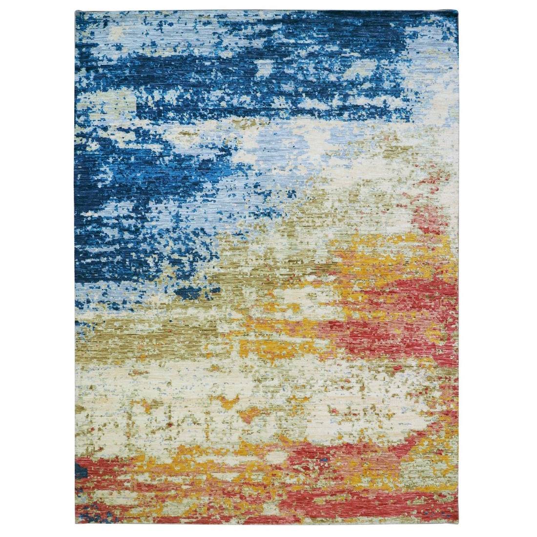 Ivory, 10'3"x13'9", Modern Abstract Wool Hand-Knotted Rug: Ivory, 10'3"x13'9", Modern Abstract Wool Hand-Knotted Rug Experience the timeless elegance of India's rich cultural heritage with this stunning, hand-knotted wool rug, measuring 10'3"x13'9". Crafted