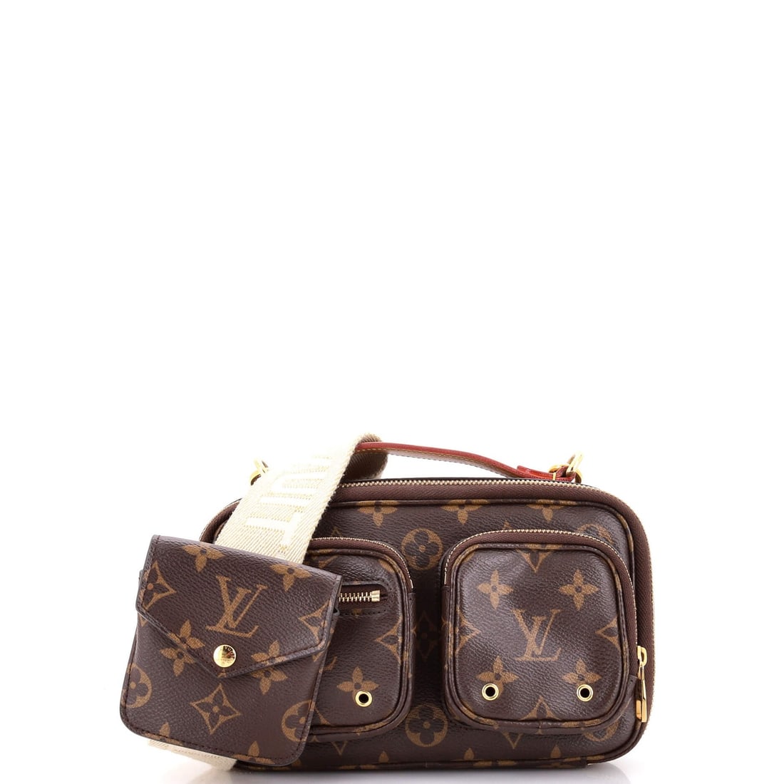 Louis Vuitton Utility Crossbody Bag in Monogram Canvas: Louis Vuitton Utility Crossbody Bag in Monogram Canvas Elevate your everyday style with the iconic Louis Vuitton Utility Crossbody Bag, boasting classic Monogram Canvas exterior and rich brown hues