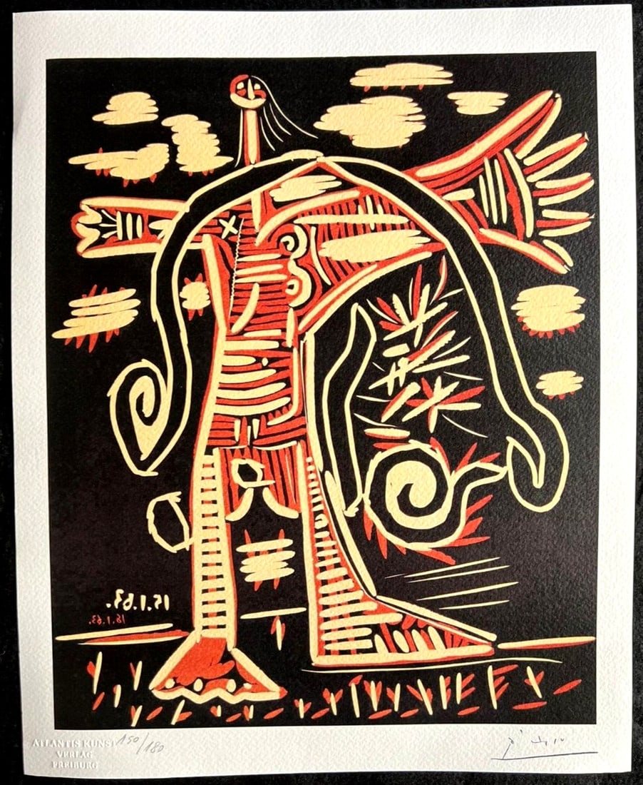 Numbered Pablo Picasso Lithograph: Numbered Pablo Picasso Lithograph A rare and iconic piece of modern art, this 1978 lithograph by Pablo Picasso is a stunning example of the artist's unique style. Signed by Picasso himself on the