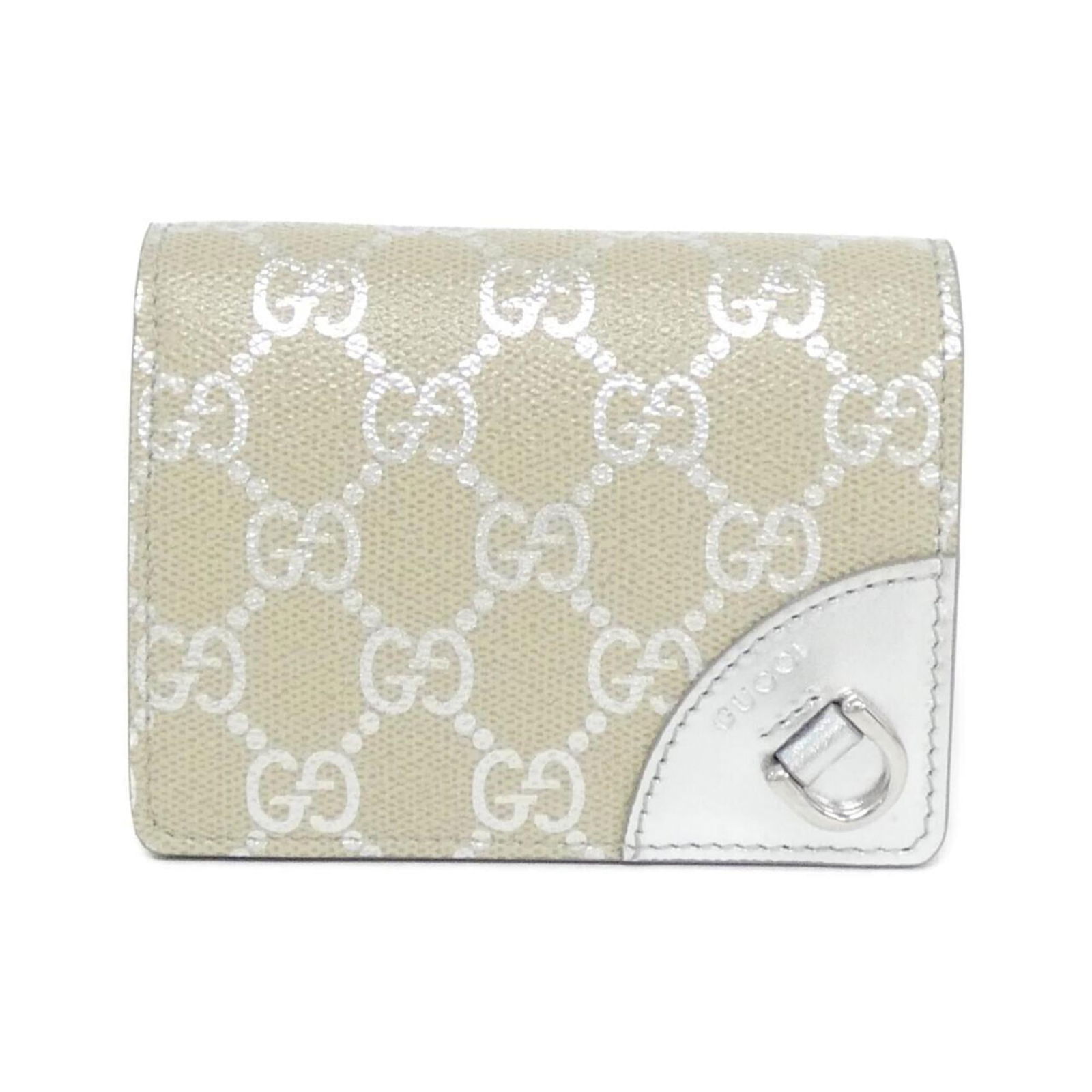 Gucci Coin Purse - Coated Canvas and Leather: Gucci Coin Purse - Coated Canvas and Leather Elevate your everyday style with the iconic Gucci Coin Purse, crafted from luxurious coated canvas and supple leather in light beige and silver accents.