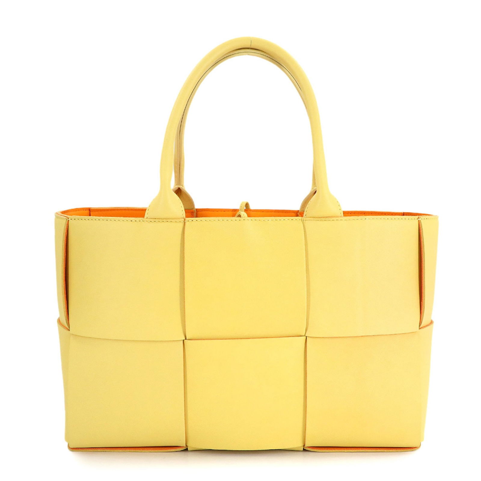 Tote Bag Leather - Bottega Veneta Handbag - Pouch: Tote Bag Leather - Bottega Veneta Handbag - Pouch Elevate your everyday style with this stunning Bottega Veneta tote bag, crafted from rich leather in vibrant orange and yellow hues. In mint