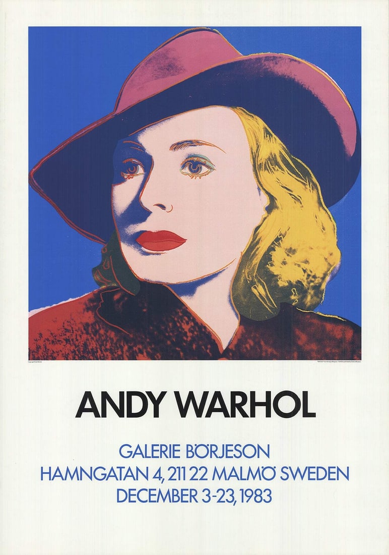 Andy Warhol Ingrid with Hat (39.5" x 27.5") 1983 Pop Art Poster: Andy Warhol Ingrid with Hat (39.5" x 27.5") 1983 Pop Art Poster Experience the iconic Pop Art style of Andy Warhol with this rare 1983 poster, featuring Ingrid with Hat in bold offset lithography. Mea