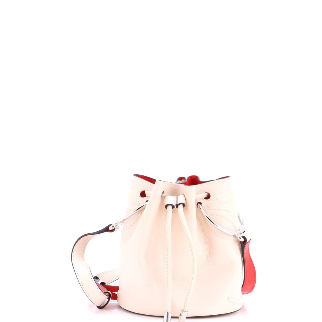 Christian Louboutin Leather Bucket Bag By My Side: Christian Louboutin Leather Bucket Bag By My Side The Christian Louboutin Leather Bucket Bag By My Side is a timeless, neutral-toned masterpiece that exudes sophistication and elegance. With its signa