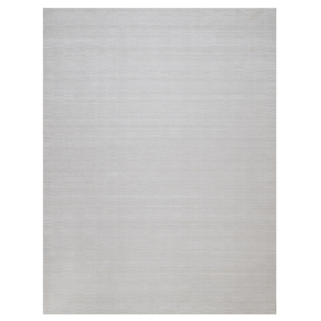 Rug 9'1"x12'1" Ivory Hand Loomed Plain Modern Striae Design Soft Wool (1 of 11)