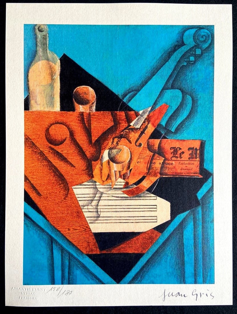 Piet Mondrian - Juan Gris Lithograph -Numbered: Piet Mondrian - Juan Gris Lithograph -Numbered A rare and striking lithograph from the 1980s, Juan Gris' "The musician's table" is a testament to the Spanish artist's unique style. Printed in limited