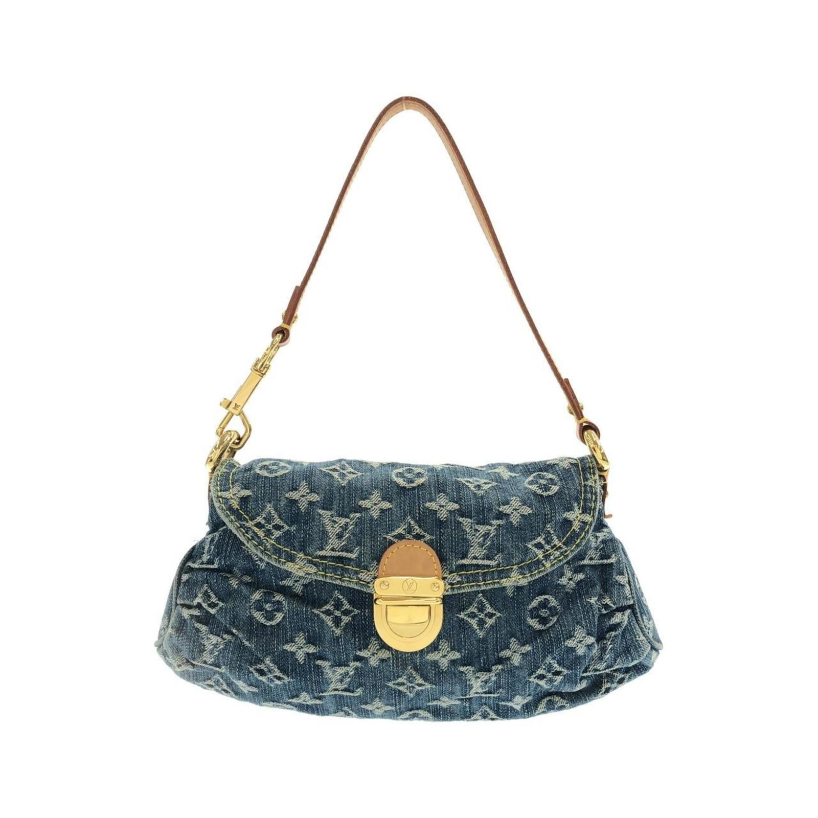 Louis Vuitton Monogram Denim Shoulder Bag: Louis Vuitton Monogram Denim Shoulder Bag Experience the iconic style of Louis Vuitton with this stunning Monogram Denim Shoulder Bag, boasting the brand's signature bold monogram pattern in a