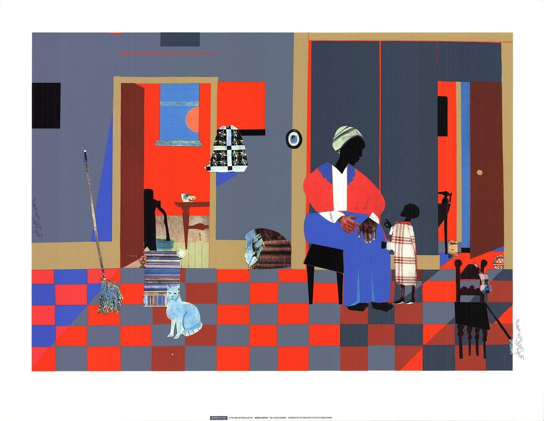 Americ ROMARE BEARDEN Early Carolina Morning 26" x 33.75" Serigraph 1995 African: Americ ROMARE BEARDEN Early Carolina Morning 26" x 33.75" Serigraph 1995 African Romare Bearden's vibrant serigraph, "Early Carolina Morning", is a stunning representation of the artist's unique