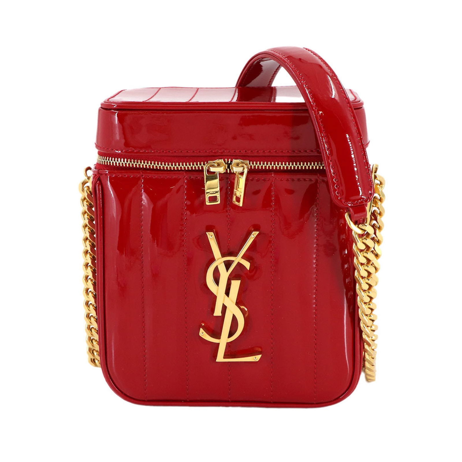 Saint Laurent Leather Shoulder Bag: Saint Laurent Leather Shoulder Bag Experience the timeless elegance of Saint Laurent with this stunning red leather shoulder bag, boasting sleek enamel accents and premium quality that makes it look