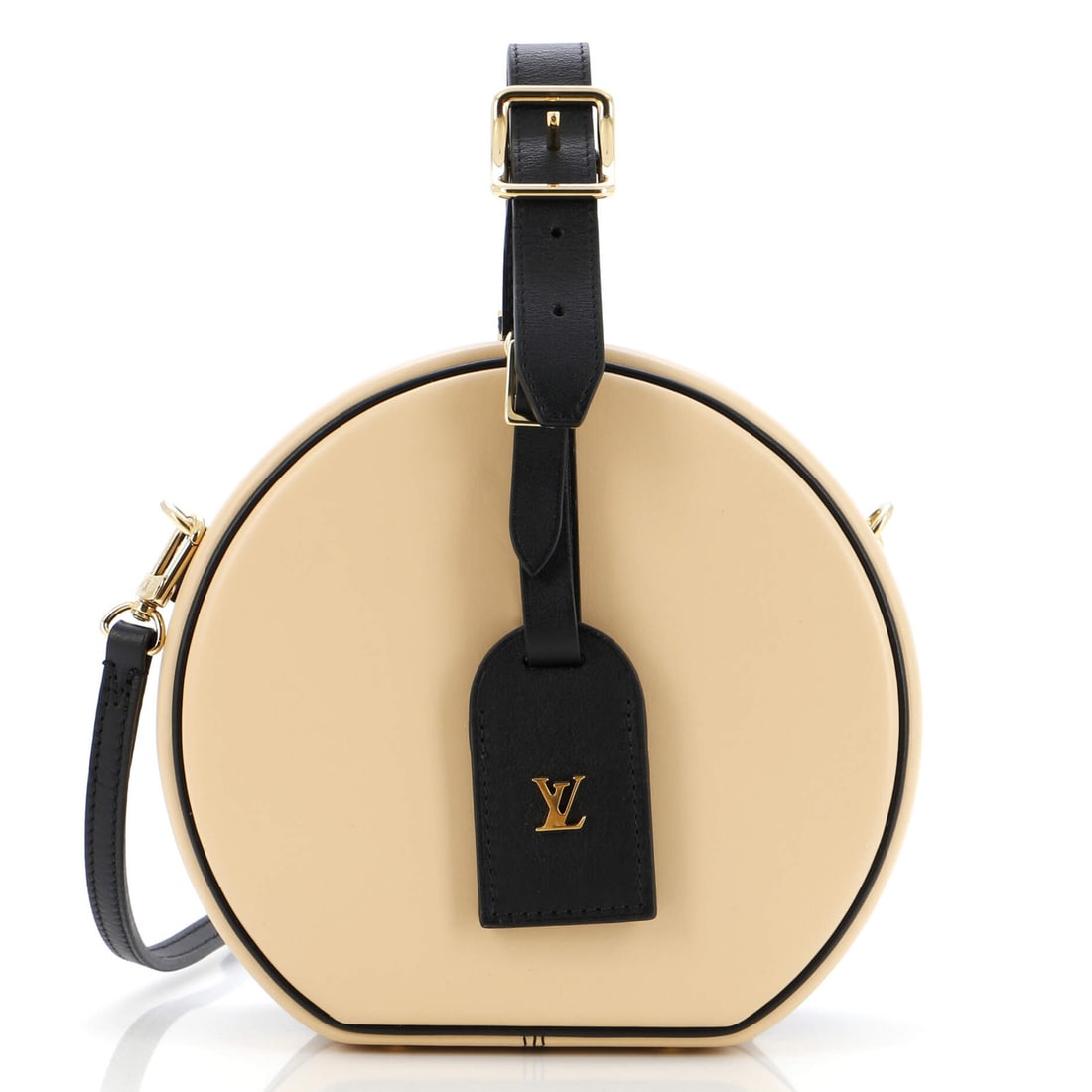 Louis Vuitton Petite Boite Chapeau Bag in Calfskin: Louis Vuitton Petite Boite Chapeau Bag in Calfskin A stylish and timeless accessory, the Louis Vuitton Petite Boite Chapeau Bag is a chic shoulder bag that exudes classic elegance. With its neutral