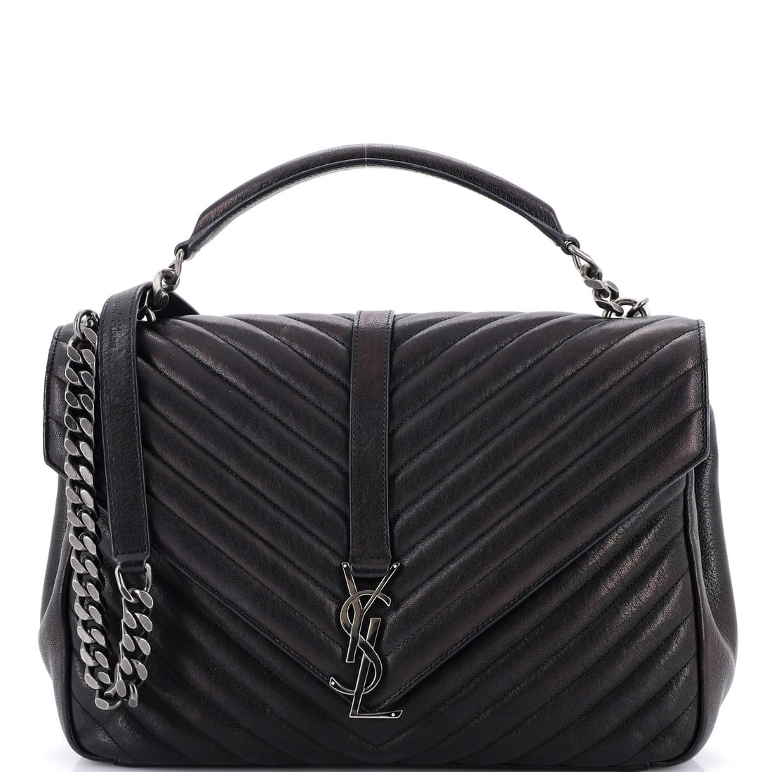 Saint Laurent Classic Monogram College Bag - Large Matelasse Chevron Leather: Saint Laurent Classic Monogram College Bag - Large Matelasse Chevron Leather The Saint Laurent Classic Monogram College Bag is a timeless piece of luxury, boasting iconic matelasse chevron leather