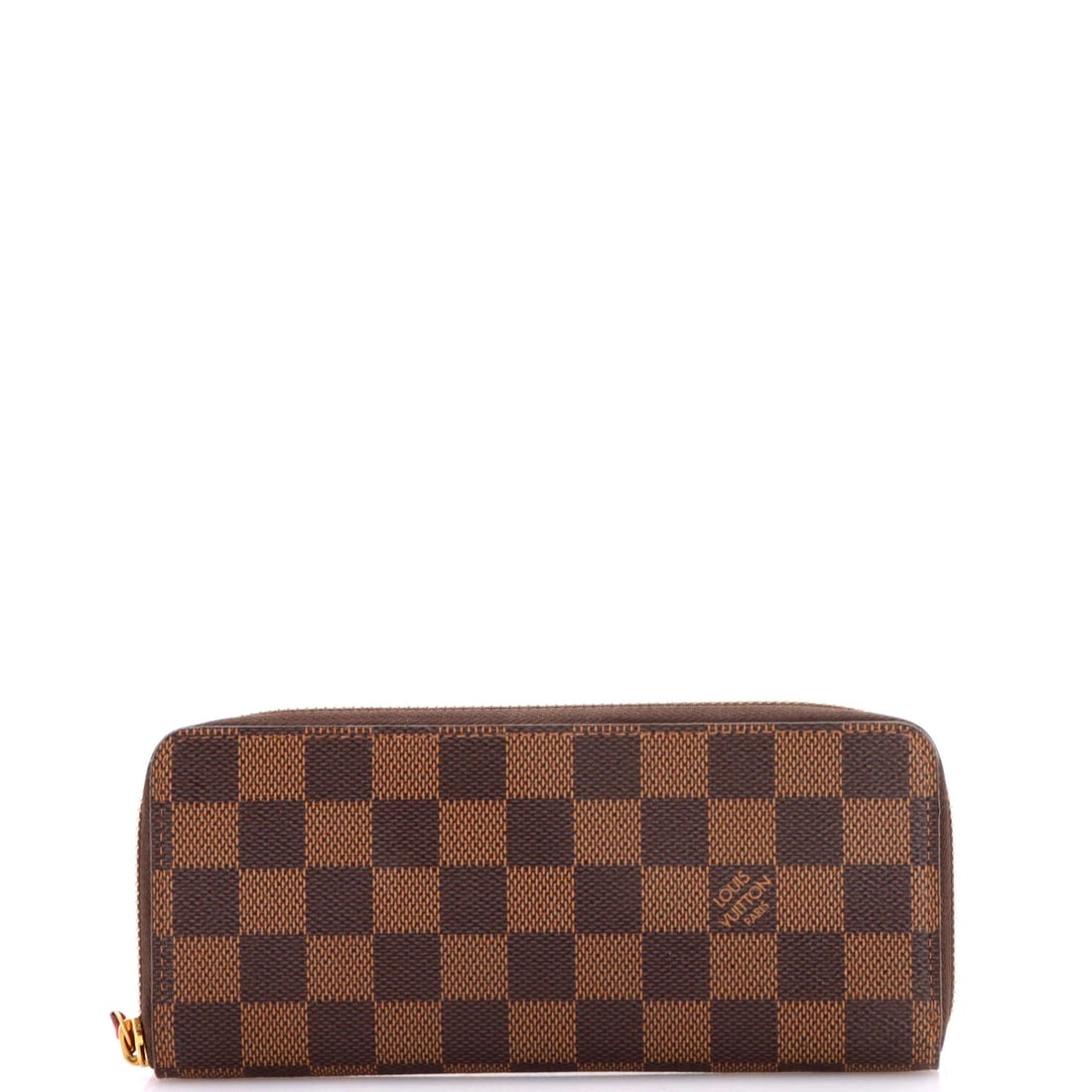 Louis Vuitton Clemence Wallet in Damier: Louis Vuitton Clemence Wallet in Damier A vintage Louis Vuitton Clemence Wallet in Damier, boasting the iconic brand's signature brown canvas exterior and rich red leather interior. With its classic